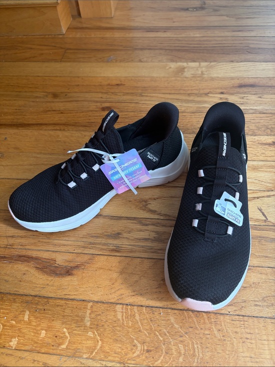 Skechers Shoes - Skechers Black Knit Slip-On Athletic Sneakers with White Sole